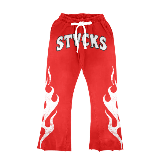 Red LIVE FOR STVCKS Flared Sweatpants